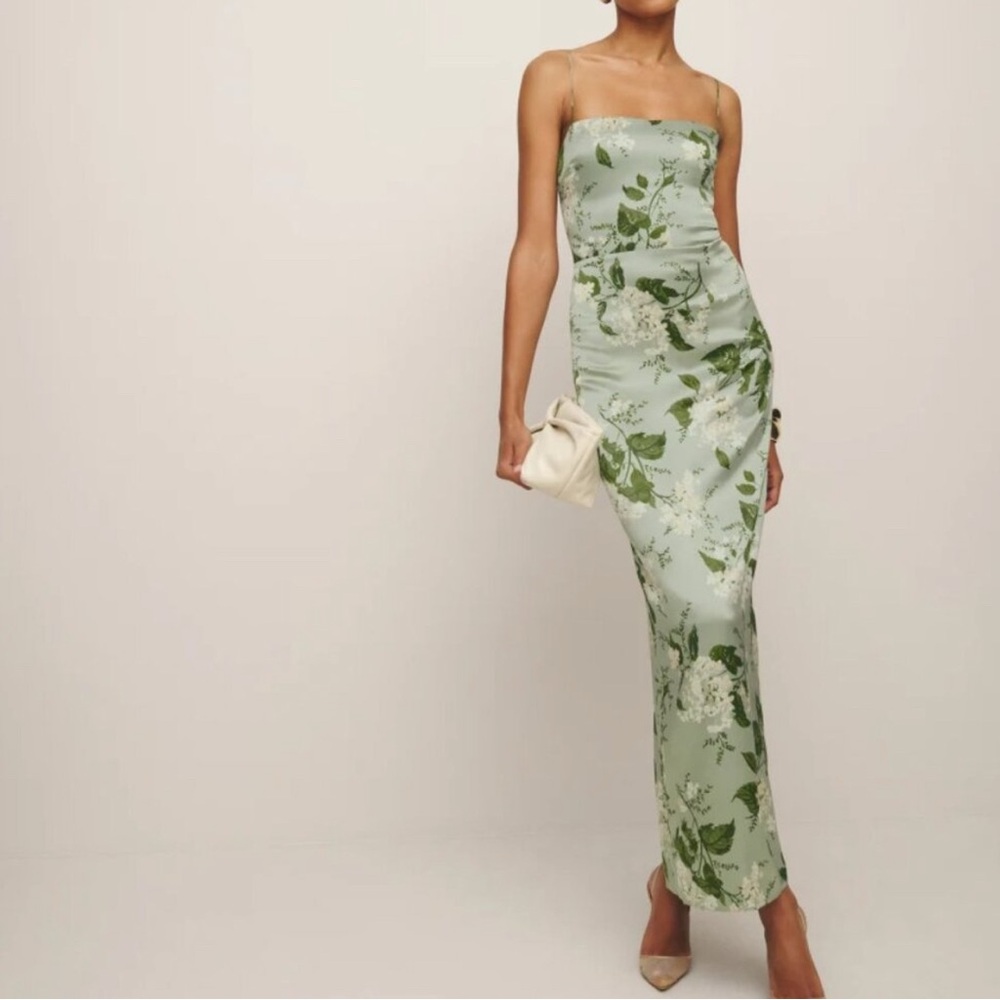 Reformation Frankie Silk Dress in Tea Garden NWOT